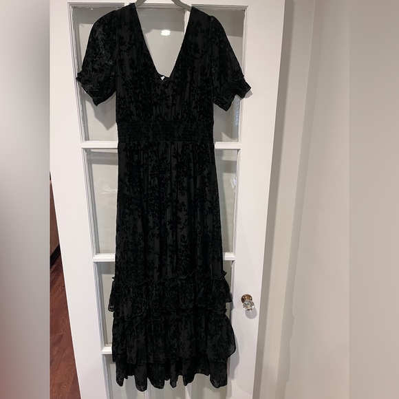 NWT DISTURBIA Lilias Devoré Tiered Floral Maxi Dress Black Size US 6 Goth Witchy - Picture 7 of 14